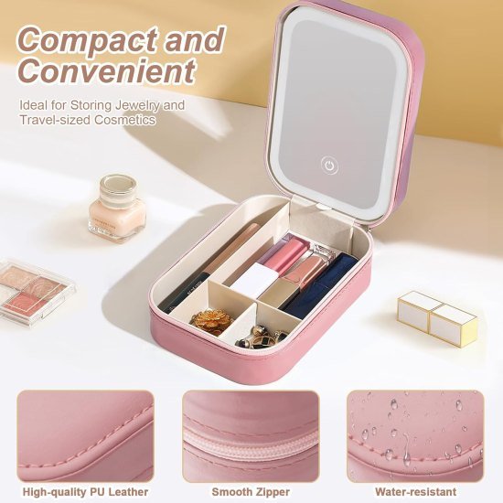 jewellery Makeup Storage box with led mirror Case Automotive