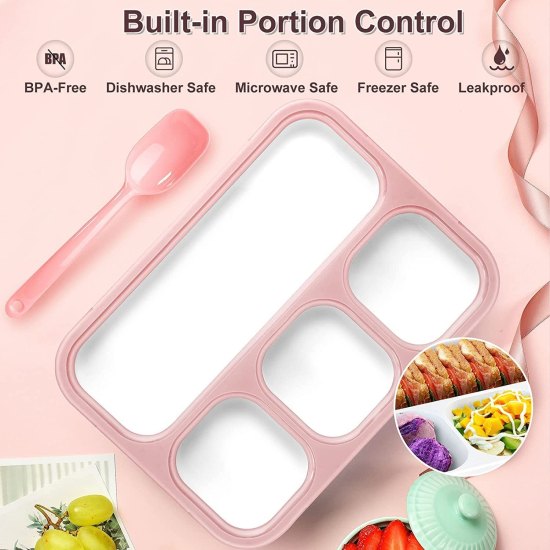 Lunch Box 4 Compartment With Spoon Home & Kitchen