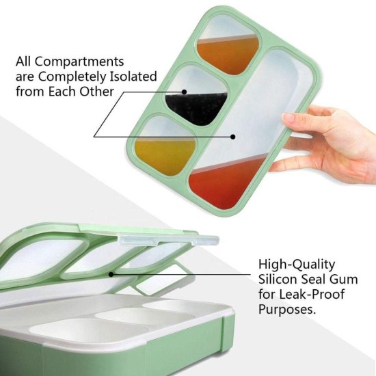 Lunch Box 4 Compartment With Spoon Home & Kitchen