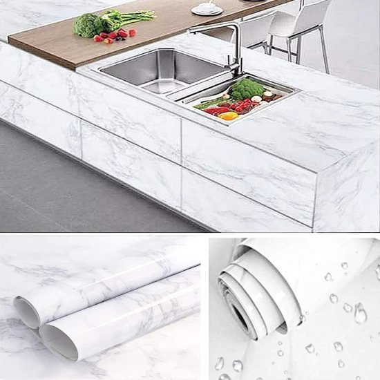 60x200 cm White marble Foil Roll  Home Improvement