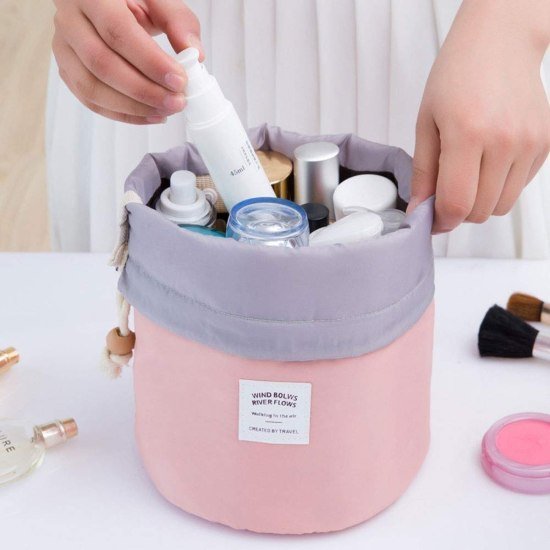 Cosmetic Pouch Makeup Bag Round Barrel Shape cosmetic Bags
