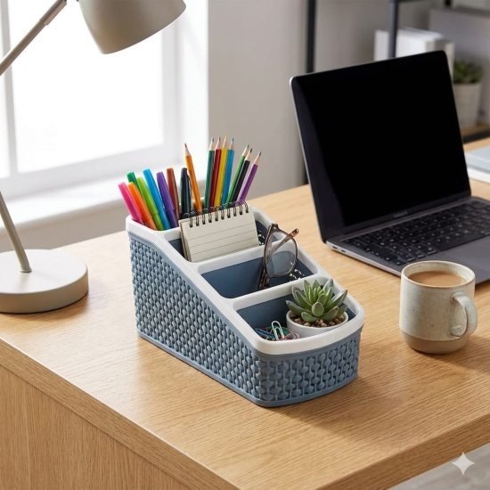 Plastic Multipurpose Storage Basket with 4 Sections Home and Kitchen