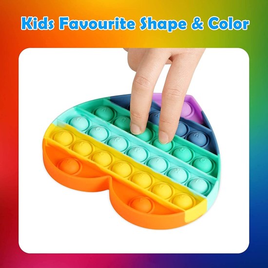 Heart Fidget Pop it Rainbow Toy Toys
