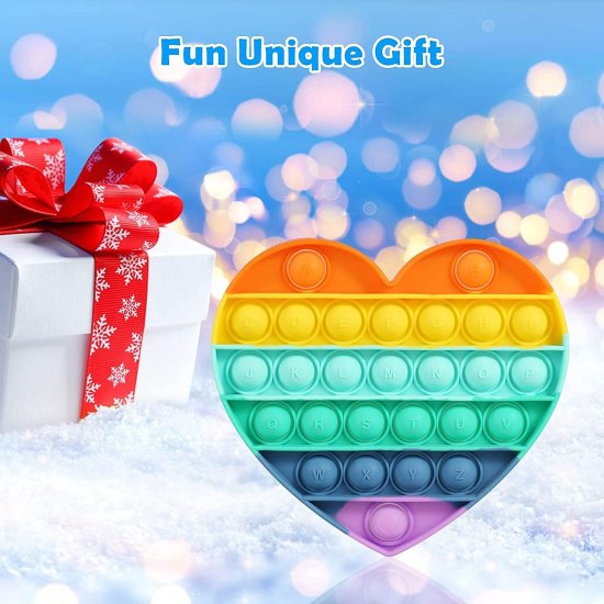 Heart Fidget Pop it Rainbow Toy Toys