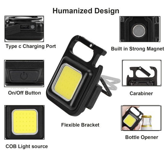 Rechargable LED Cob Keychain Light Outdoor