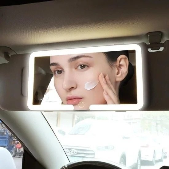 Rechargeable Vanity Mirror Car Makeup Mirror with LED Lights Garden and Outdoor