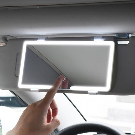 Rechargeable Vanity Mirror Car Makeup Mirror with LED Lights Automotive