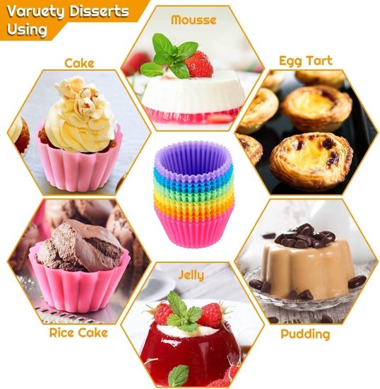 Silicon Cupcake Mould  set of 12  Round Muffin Moulds Kitchenware