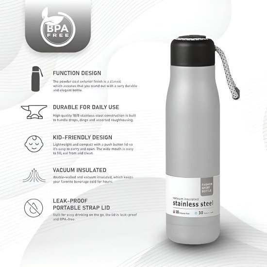 SS Vacuum Insulated Bottle 500ml Home & Kitchen