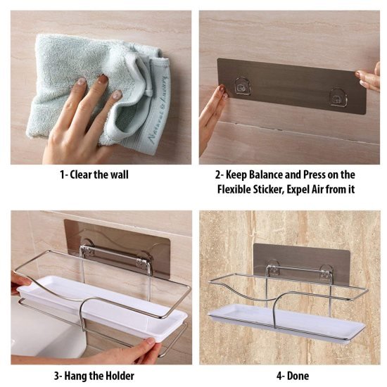 SS2 Bathroom Storage Organizer Shelf Magic Sticker Series Bathroom Accessories