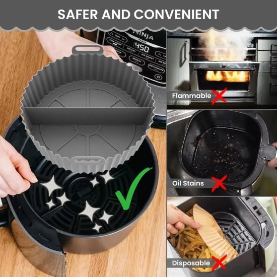 Silicone Air Fryer Liners Pot 1pcs Home & Kitchen