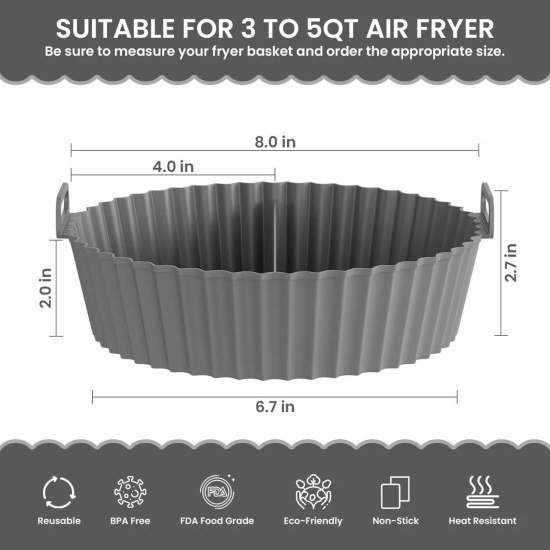 Silicone Air Fryer Liners Pot 1pcs Home & Kitchen
