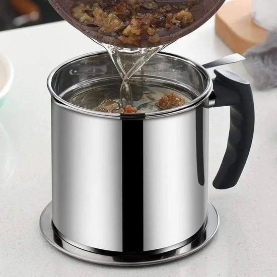 Stainless Steel Oil Filter Pot Home and Kitchen