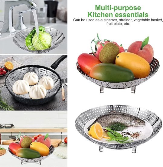 Steel Foldable Steam Basket Kitchenware