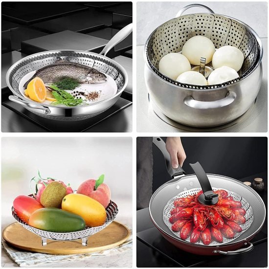 Steel Foldable Steam Basket Kitchenware