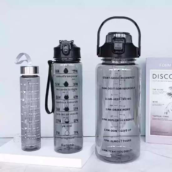 Transparent Motivational Timer Bottle set of 3 Personal Care