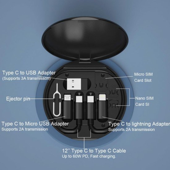 Travel Data Cable Set 60W Mobile Accessories