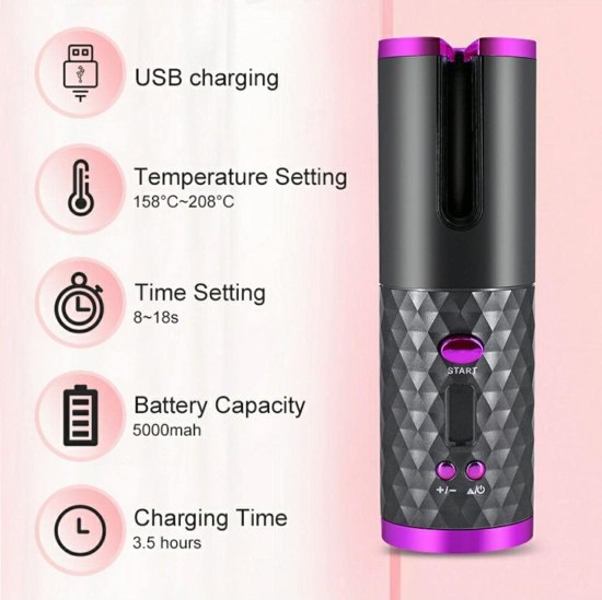 Hair Curler Adjustable Temperature usb Rechargeable  Beauty Products