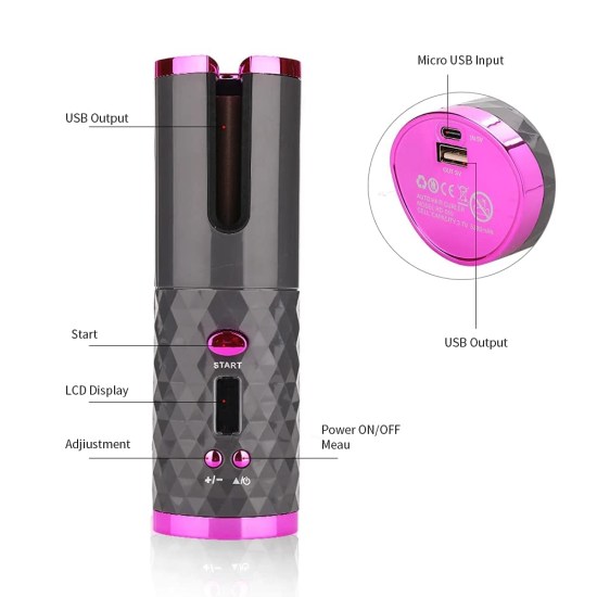 Hair Curler Adjustable Temperature usb Rechargeable  Beauty Products
