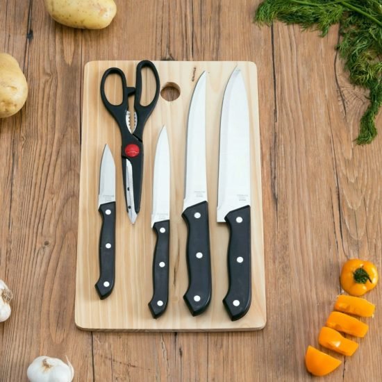 Wooden Chopping Board with Knife Set  Kitchenware