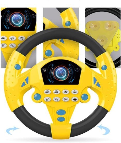 Yellow Kids Simulated Steering Wheel Toys