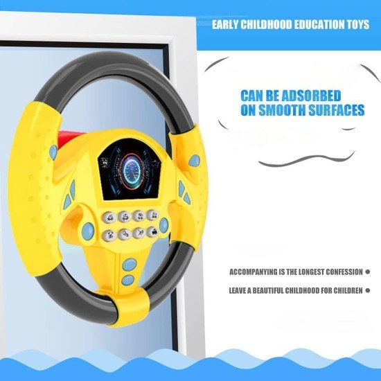 Yellow Kids Simulated Steering Wheel Toys