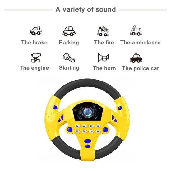 Yellow Kids Simulated Steering Wheel Toys